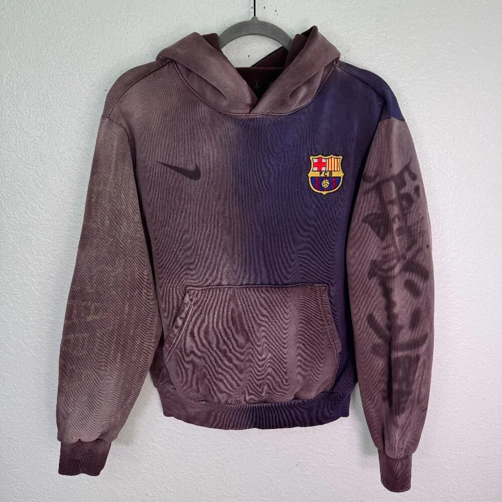 Nike FC Barcelona Cactus Jack Hoodie Small Travis Scott Tie Dye Crest Soccer